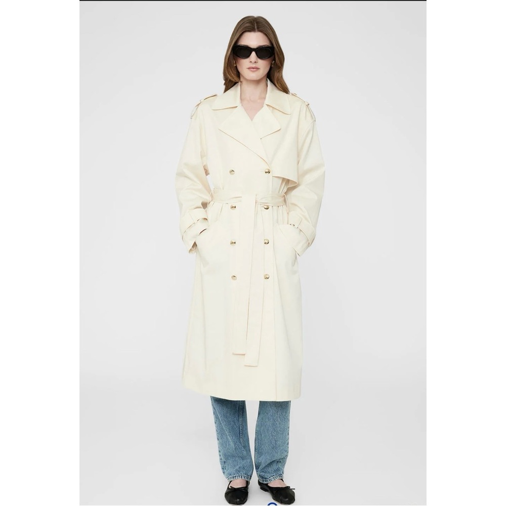 Anine Bing Layton Trench Coat in Cream color (Xtra Small)